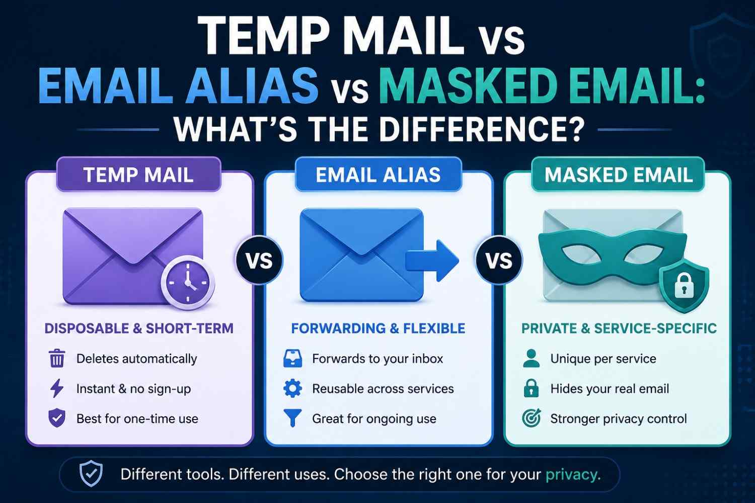 Temp Mail vs Email Alias vs Masked Email: What's the Difference